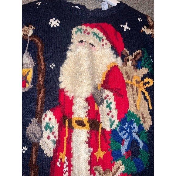 Vintage Hand knitted Northen Isle signature Santa/Christmas Sweater - Picture 2 of 12